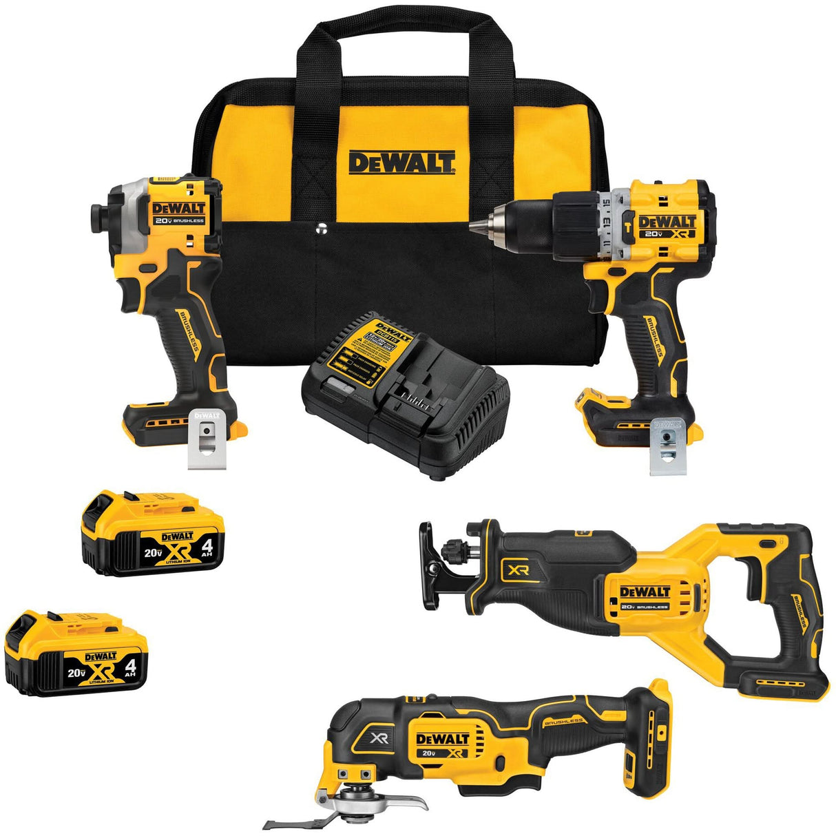 Brushless 4-Tool Combo Kit, Lithium-Ion, 20 V