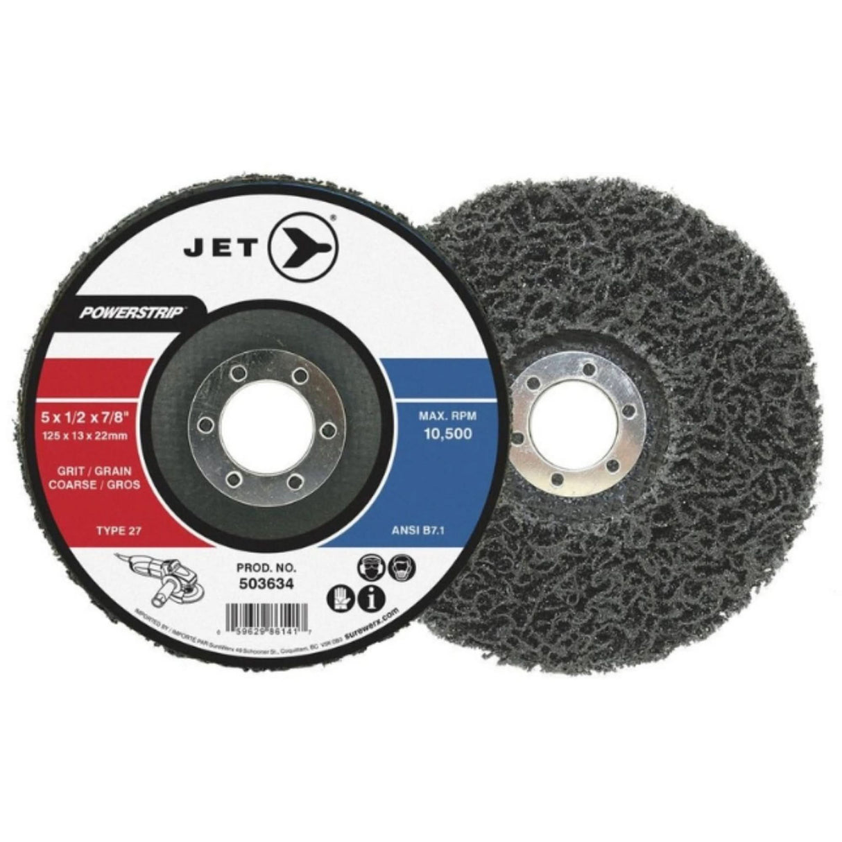 POWERSTRIP XCL T27 Surface Preparation Depressed Centre Wheel, 5" Dia., Coarse Grit