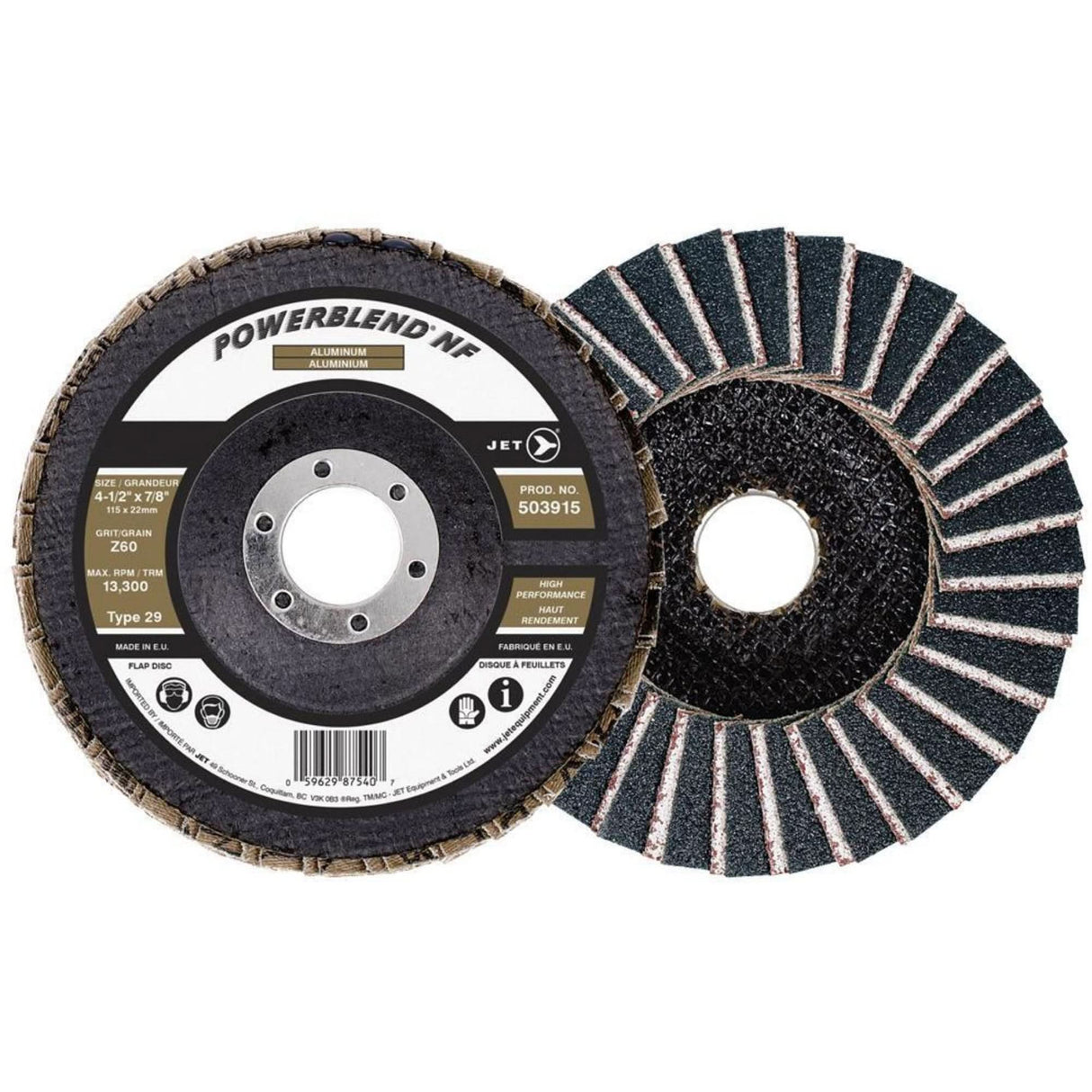 POWERBLEND NF Flap Disc, 4-1/2" x 7/8", Type 29, Z60 Grit, Zirconia Alumina