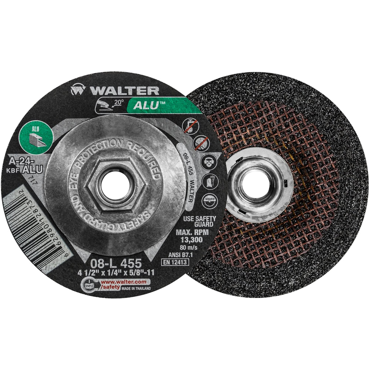 ALU™ Grinding Wheel, 4-1/2" x 1/4", 5/8"-11 Arbor, Aluminum Oxide, Type 27