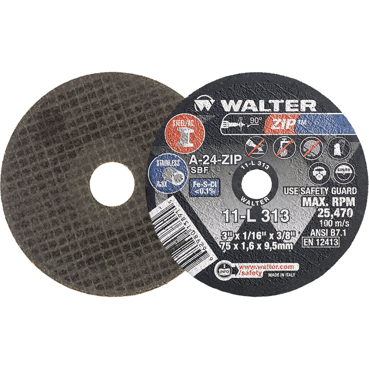 Zip™ Cut-Off Wheel, 3" x 1/16", 3/8" Arbor, Type 1, Aluminum Oxide, 25470 RPM
