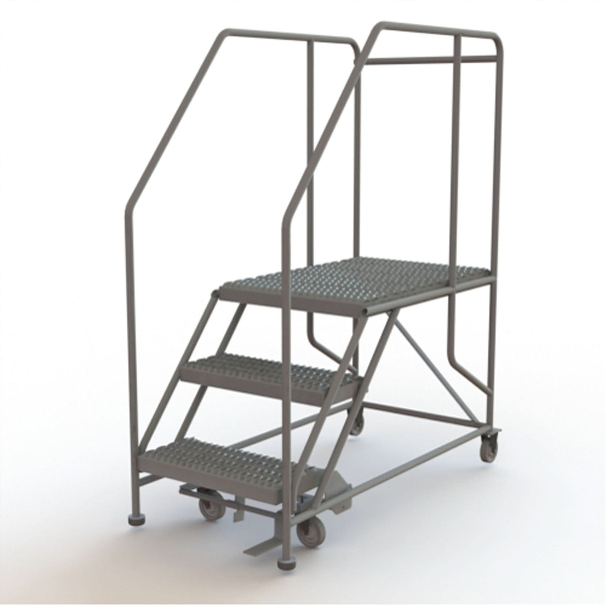 Mobile Work Platform, Steel, 3 Steps, 30" H, 35" D, 24" Step, Serrated