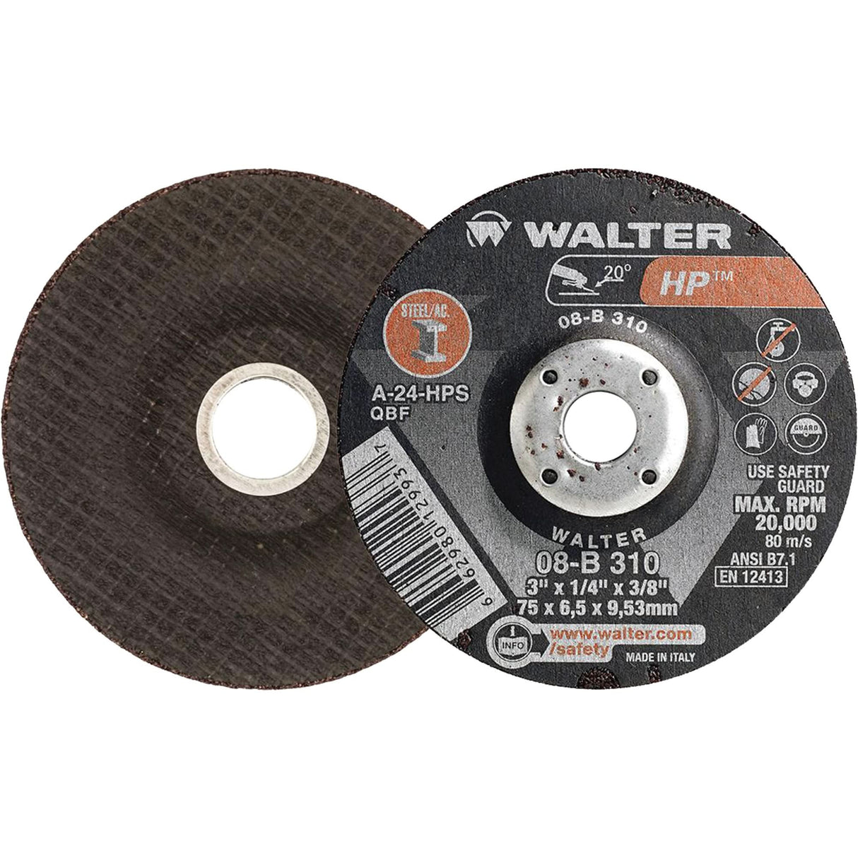 HP™ Depressed Centre Grinding Wheel, 3" x 1/4", 3/8" Arbor, Type 27