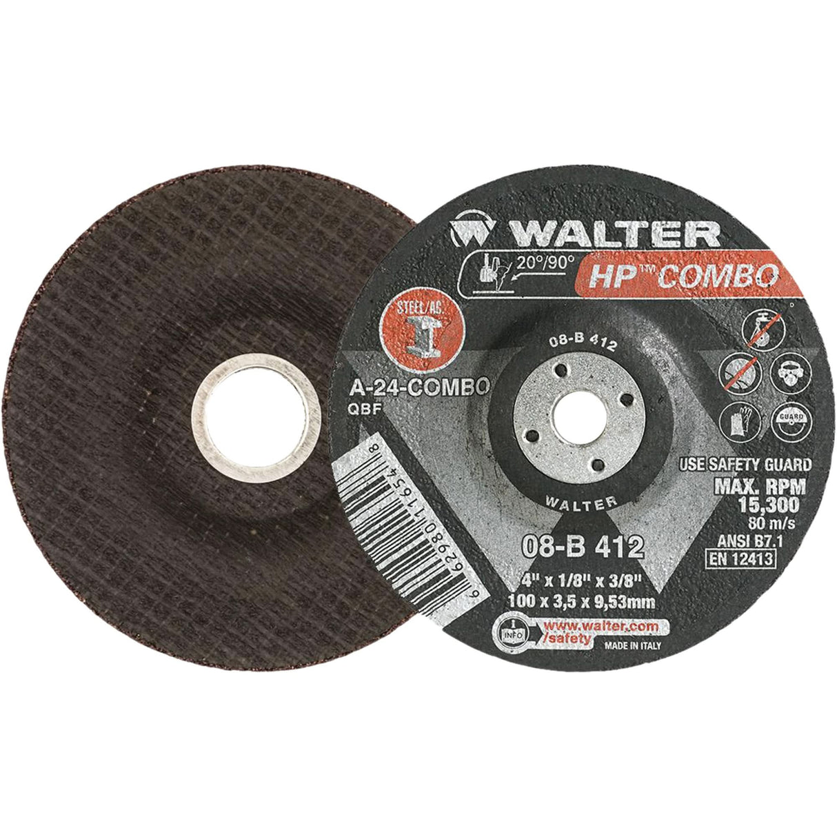 HP Combo™ Depressed Center Combination Wheel, 4" x 1/8", 3/8" Arbor, Type 27