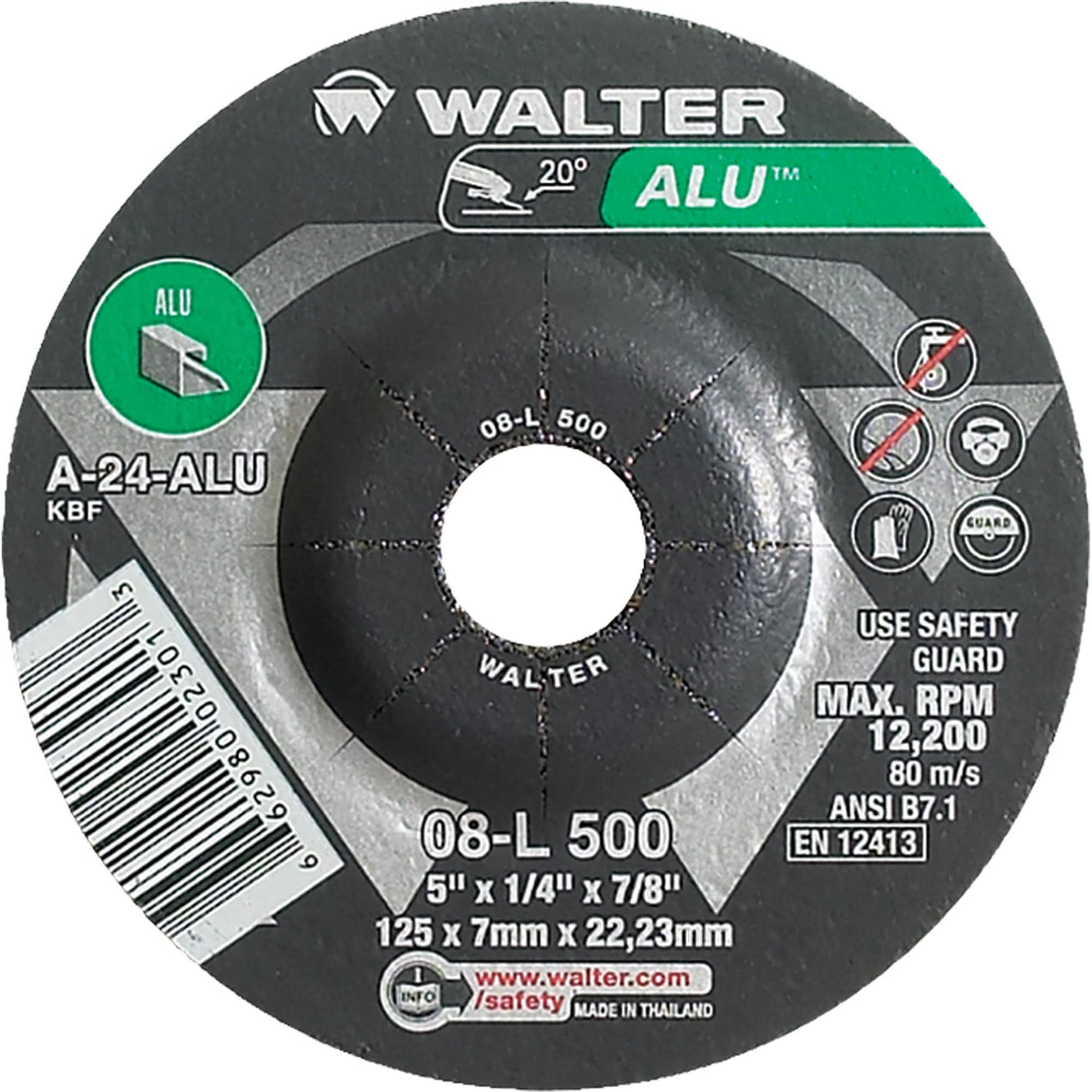 Aluminium Depressed Centre Grinding Wheels, 5" x 1/4", 7/8" Arbor, Type 27