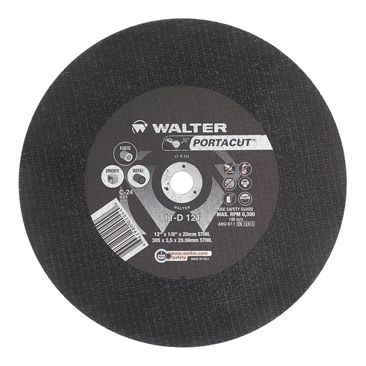 Portacut™ High Speed Cut-Off Wheel, 12" x 1/8", 1" Arbor, Type 1, Silicon Carbide, 6300 RPM