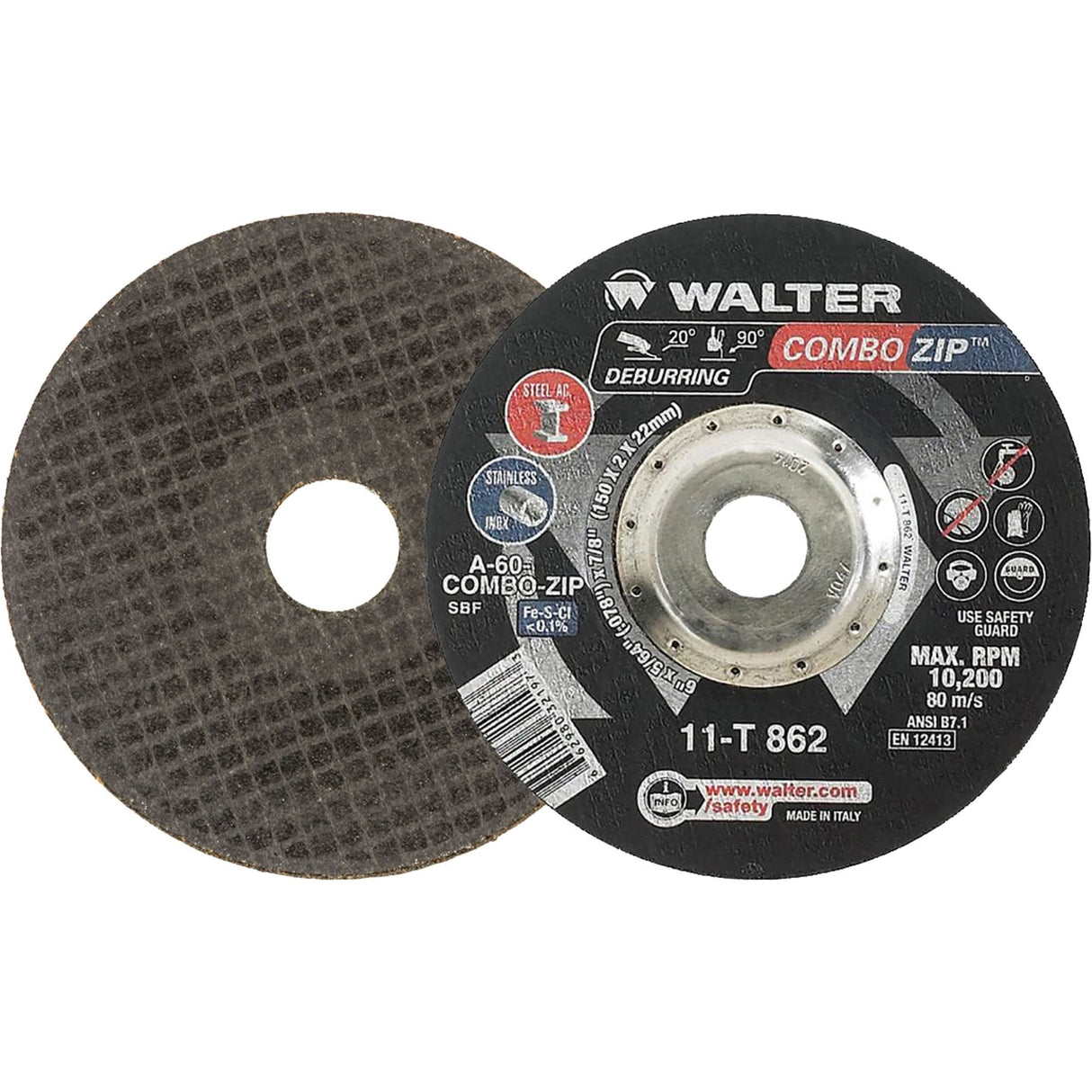 Right Angle Grinder Reinforced Cut-Off Wheels - Combo Zip™, 6" x 5/64", 7/8" Arbor, Type 27