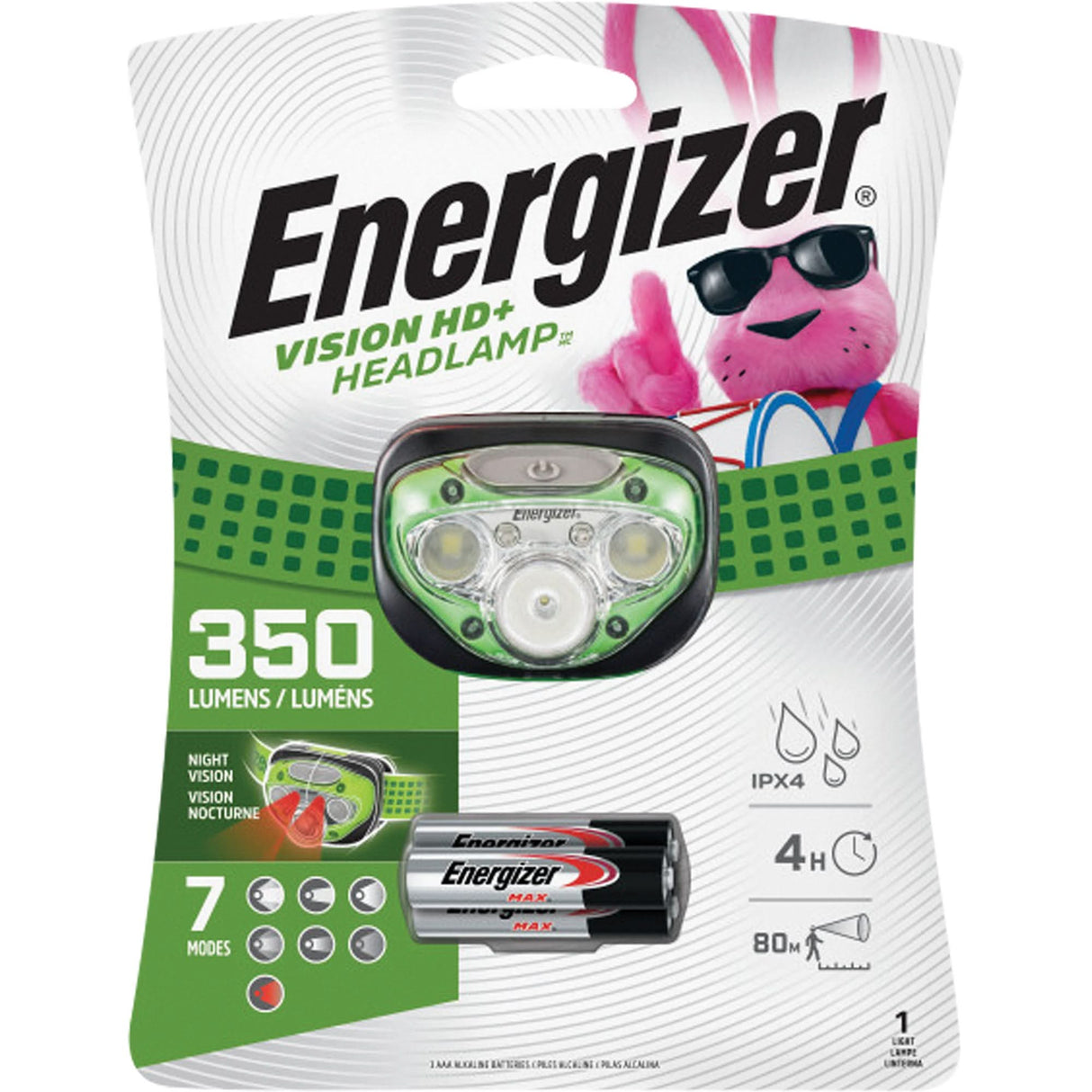 Vision HD+ Headlight, LED, 350 Lumens, 4 Hrs. Run Time, AAA Batteries