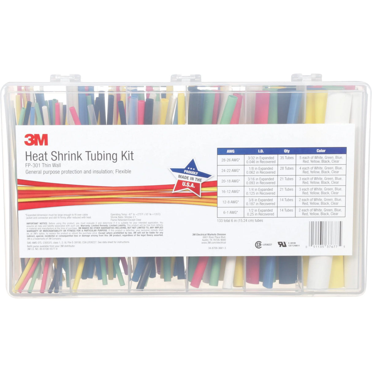 Heat Shrink Tubing, Thin Wall, 6", 0.5" (1.27cm) - 0.0938" (0.24cm)