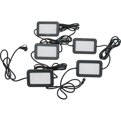 LED String Work Lights, 5 Lights, 50' L, Plastic Housing