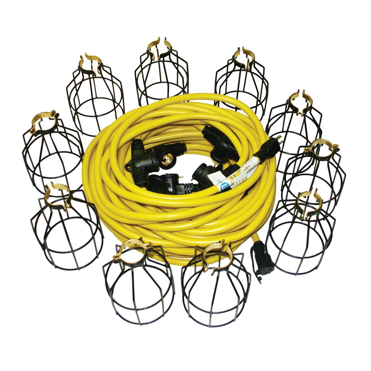 LED Stringlights, 10 Lights, 100' L, Metal Housing
