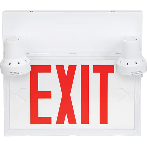 Exit Sign with Security Lights, LED, Battery Operated/Hardwired, 12-1/10" L x 11" W, English
