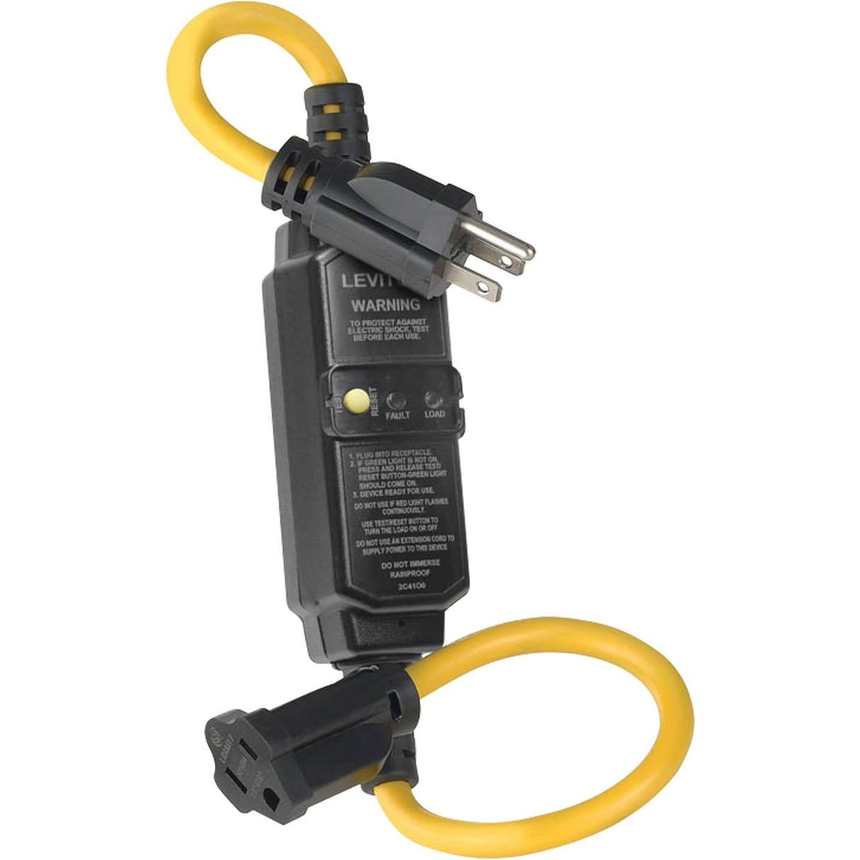 Self-Test Automatic Reset GFCI Cord Set, 120 V, 15 A, 2' Cord