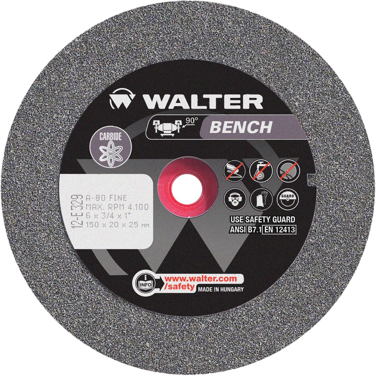 Bench Grinding Wheel, 6" x 3/4", 1" Arbor, 1