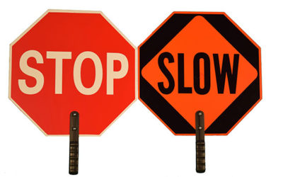 Traffic Sign "Stop", 18" x 18", Plastic, English with Pictogram