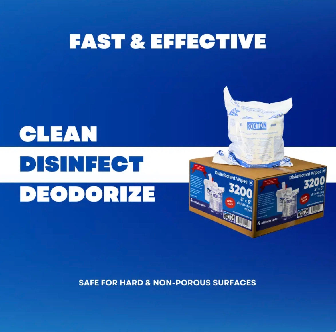 Roxton Disinfecting Embossed Wipes Case 3200 ct (800 Count x 4 Pack)