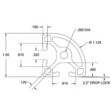 1.5" x 1.5" Quarter-Round T-Slot Aluminum Extrusion Smooth Lite