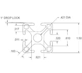 1.5" x 1.5" T-Slotted Aluminum Extrusion Black Smooth Lite