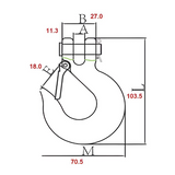1/4" Clevis Slip Hook with Latch (2600 lbs) - Steel Blue