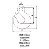 1/4" Eye Slip Hook (2600 lbs) - Steel Blue