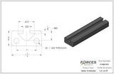 1.5" x 0.75" T-Slotted Aluminum Extrusion Smooth
