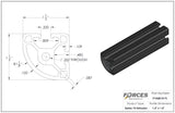 1.5" x 1.5" Quarter-Round T-Slot Aluminum Extrusion Black Smooth Lite