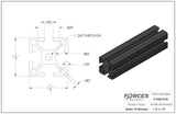 1.5" x 1.5" T-Slotted Aluminum Extrusion Black Smooth Lite