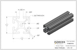 1.5" x 1.5" T-Slotted Aluminum Extrusion Smooth Lite