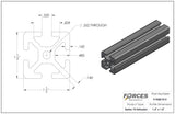 1.5" x 1.5" T-Slotted Aluminum Extrusion Smooth