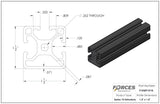 1.5" x 1.5" Black Tri Slot Aluminum Extrusion Smooth Lite