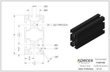 1.5" x 3" T-Slotted Aluminum Extrusion Black Smooth Lite