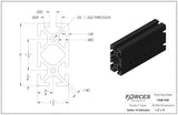 1.5" x 3" T-Slotted Aluminum Extrusion Black Smooth
