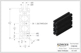 1.5" x 4.5" T-Slotted Aluminum Extrusion Black Smooth