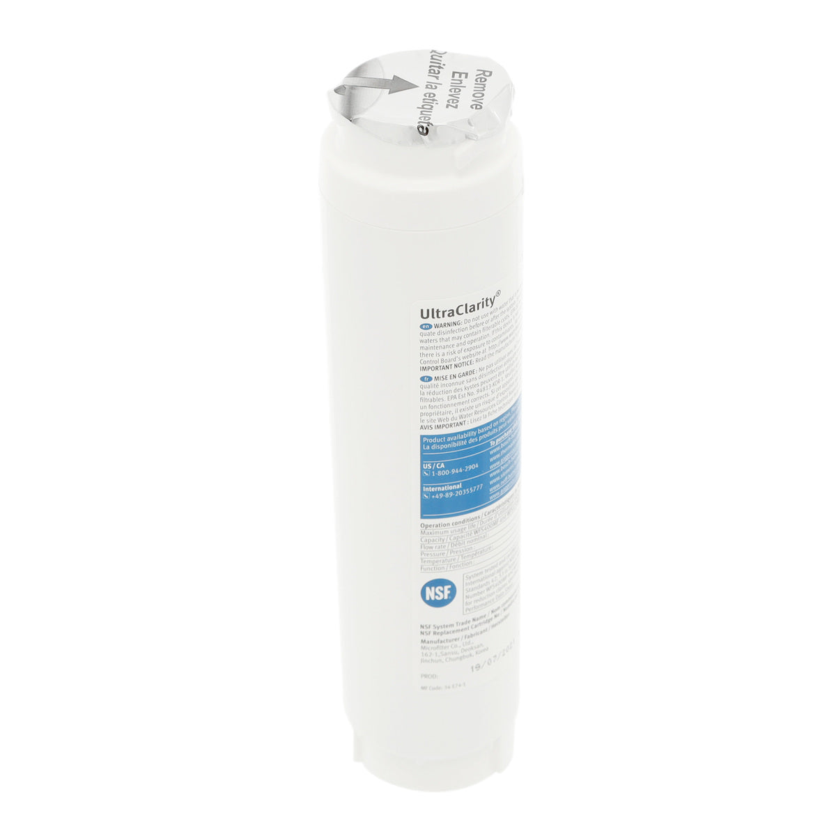 Bosch 11034152 UltraClarity Fridge Water Filter, BORPLFTR10, RA450010