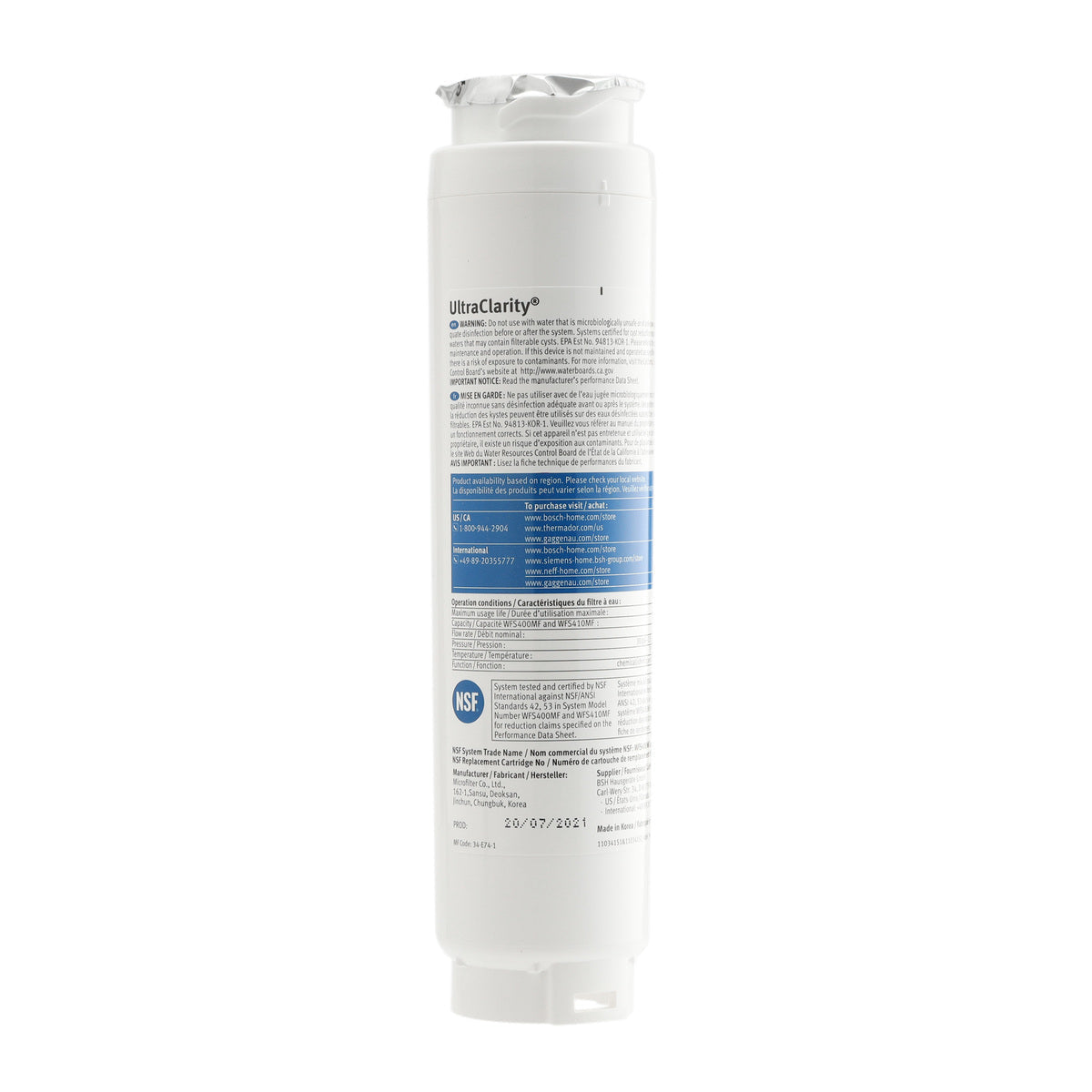 Bosch UltraClarity 11048053 Fridge Water Filter, Pack of 3