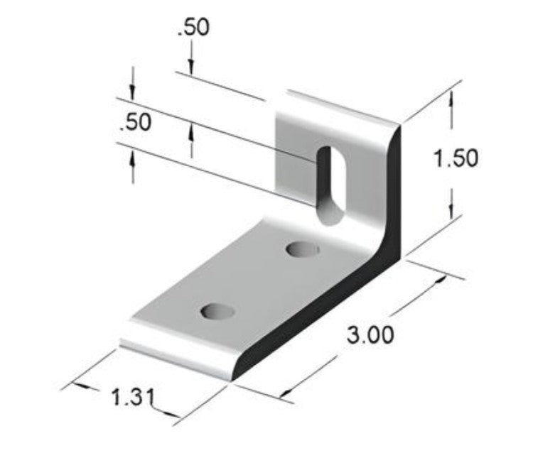15 Series Black 3 Hole Slotted Inside Corner Bracket