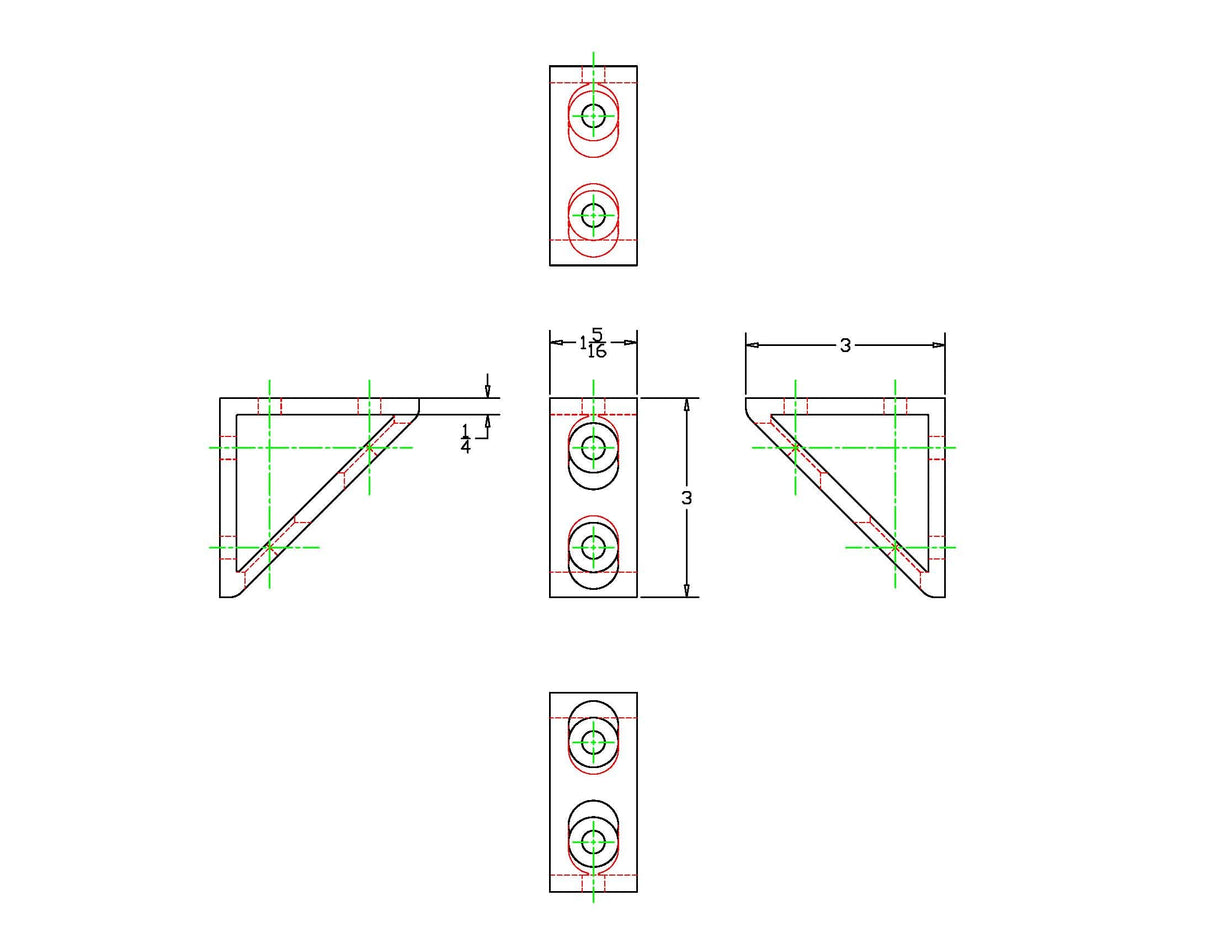 15 Series 4 Hole Black Vertical Inside Corner Gusset