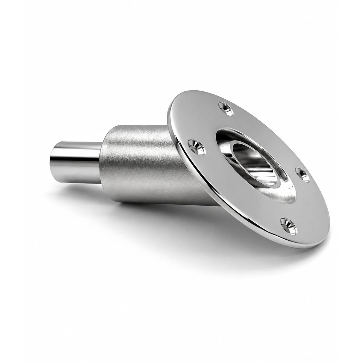 Stainless Steel Thru Hull Fitting, 24 mm, 45° Base, Straight Connector with Screws