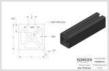 1" x 1" Black Smooth Mono T-Slotted Aluminum Extrusion