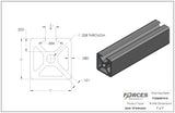 Extrusión de aluminio monocanal liso de 1" x 1" con ranura en T