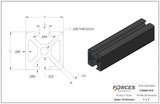 1" x 1" Black Opposite Smooth Bi-Slotted Aluminum Extrusion