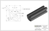 1" x 1" Quarter-Round Smooth T-Slotted Aluminum Extrusion