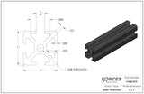 1" x 1" Black Smooth T-Slotted Aluminum Extrusion