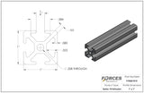 1" x 1" Smooth T-Slotted Aluminum Extrusion