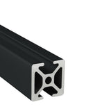 1" x 1" Black Opposite Smooth Bi-Slotted Aluminum Extrusion