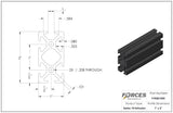1" x 2" Black Smooth T-Slotted Aluminum Extrusion