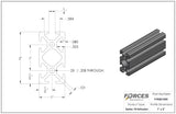 1" x 2" Smooth T-Slotted Aluminum Extrusion
