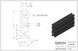 1" x 3" Black Smooth T-Slotted Aluminum Extrusion