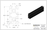 20mm x 40mm Black Smooth T-Slotted Aluminum Extrusion