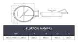 21" x 17" (535mm x 435mm) Elliptical Manway - SS304/EPDM